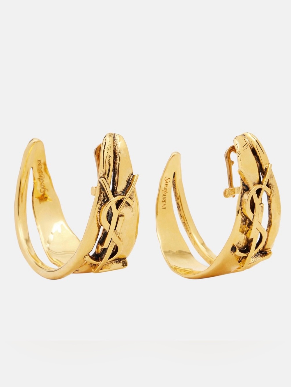 SAINT LAURENT Cassandra YSL logo hoop clip on earrings - Picture 1 of 6